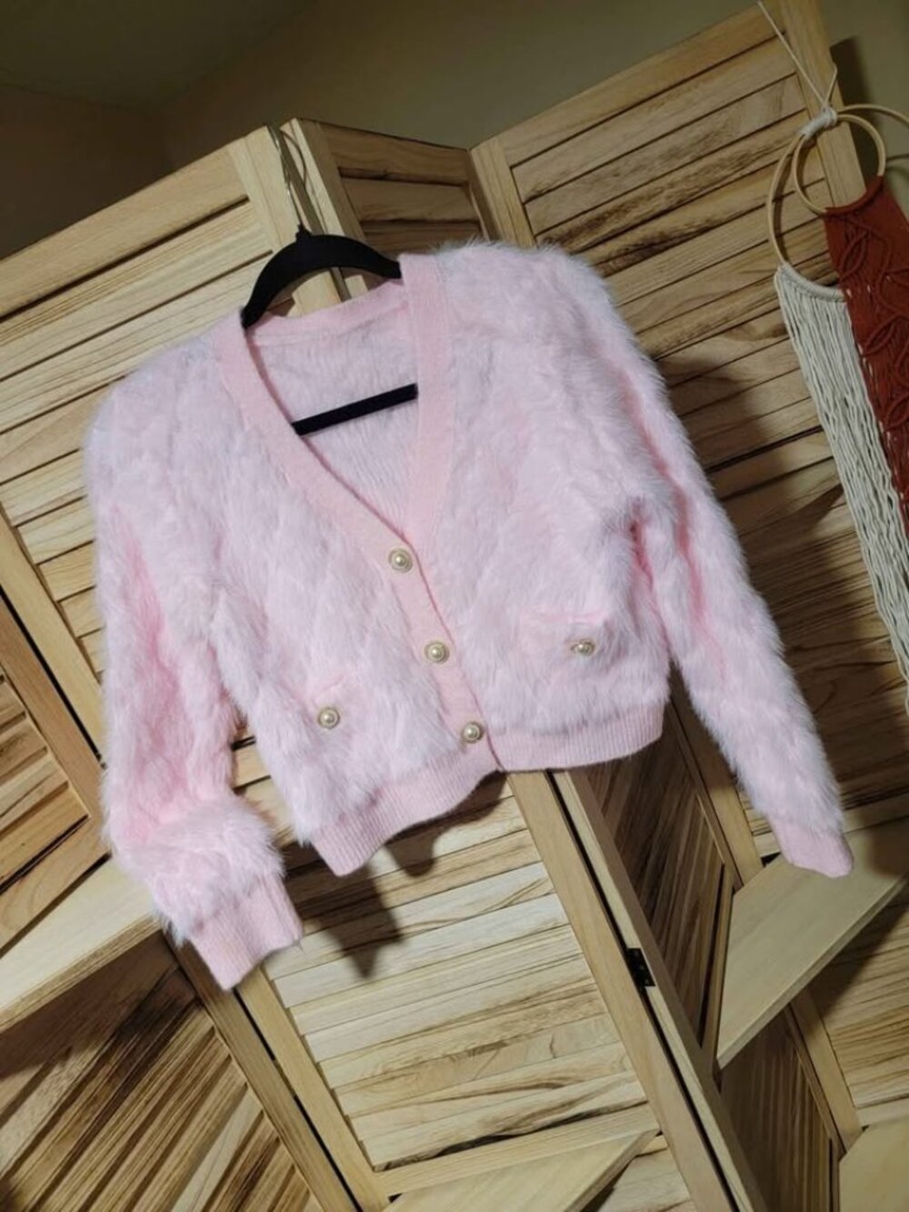 NEW PINK FAUX FUR COZY CARDIGAN
